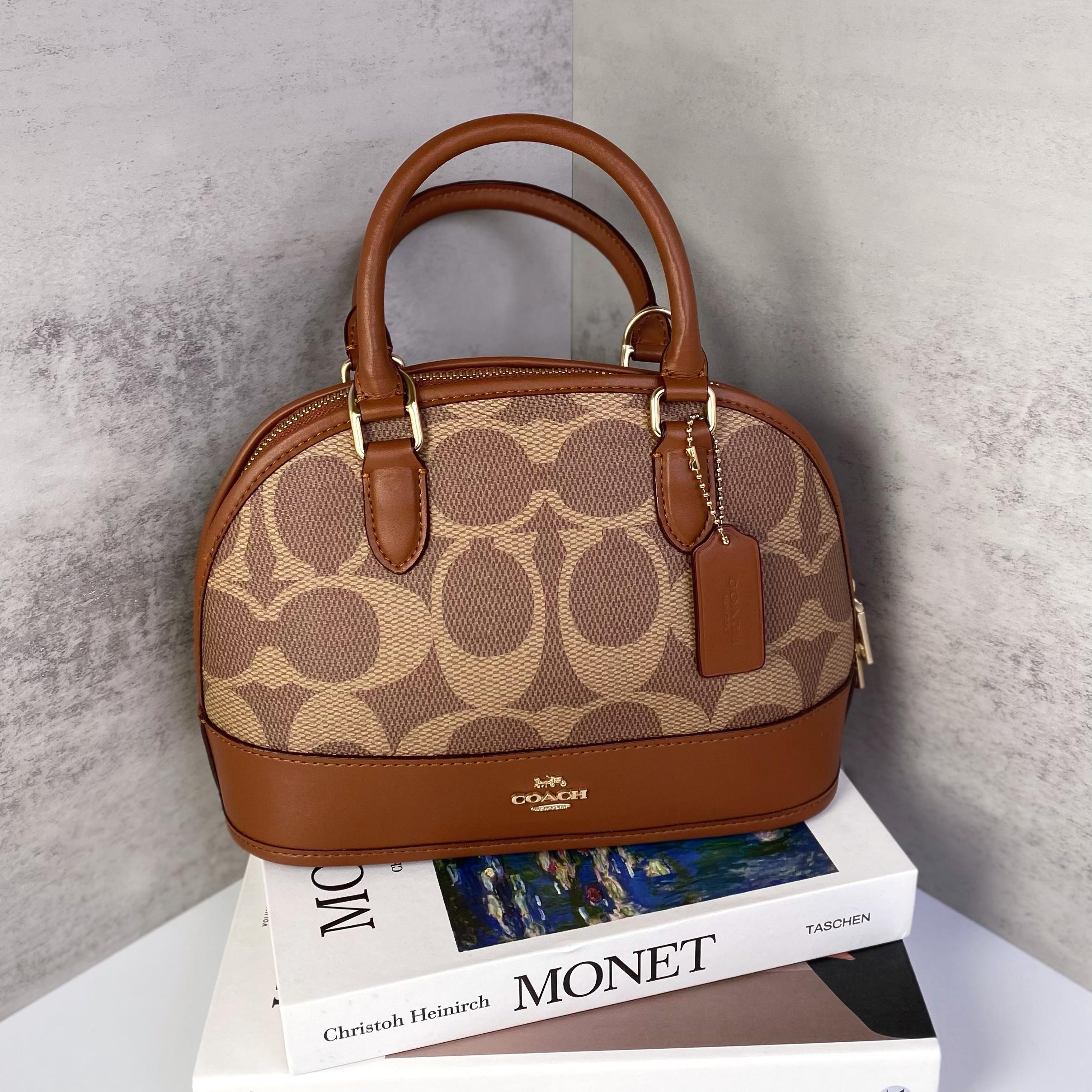 Túi Coach Sabrina Satchel Bag In Signature Canvas DS Brown